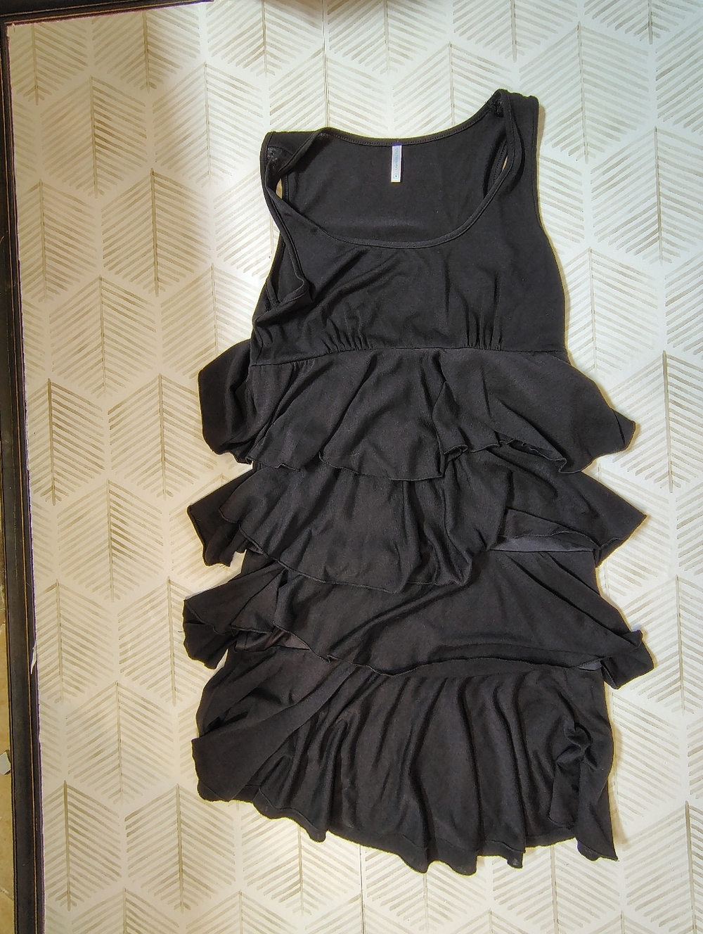 Blu Heaven Black Tiered Ruffle Tank Top Mini Dress | Size M | Made in USA